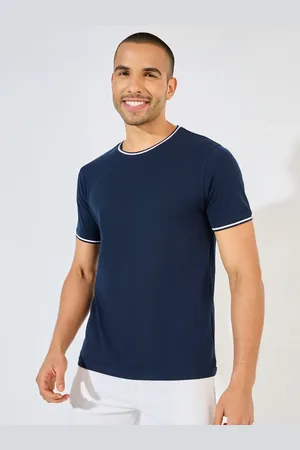 Styli Men Solid Basic Pique Crew Neck Ringer T-Shirt