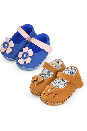 BAESD Girls Pack of 2 Flower Applique Booties