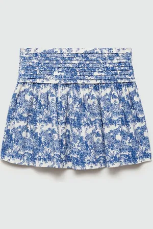 MANGO Girls Floral Printed Pleated A-Line Skirt