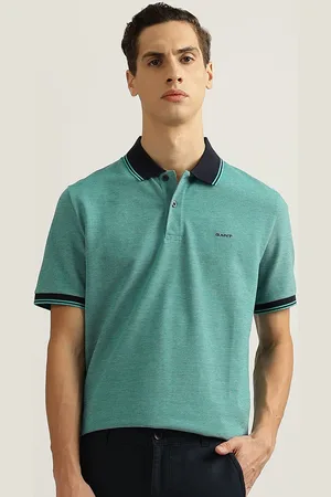 GANT Men Solid Polo Collar Cotton T-Shirt