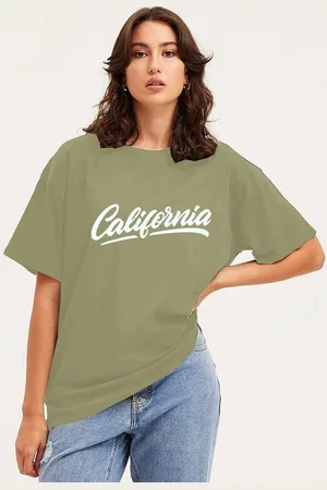 clafoutis Women Typography Printed Round Neck Cotton Relaxed Fit T-shirt