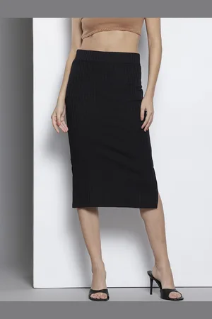 NA-KD Ribbed Straight Midi Skirt