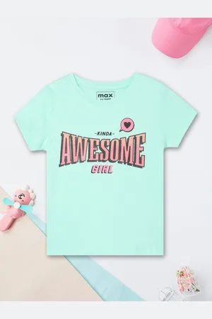 Max Collection Girls Typography Printed Round Neck Cotton T-shirt