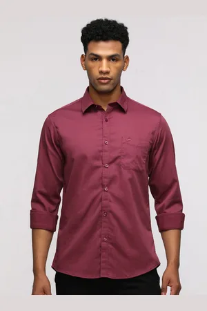 Crocodile Men India Slim Spread Collar Solid Cotton Casual Shirt