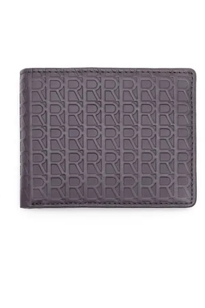 RARE RABBIT Men Leather Embossed Monogram Two Fold Wallet