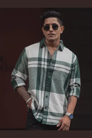 Powerlook Men Spread Collar Tartan Checked Casual Shirt