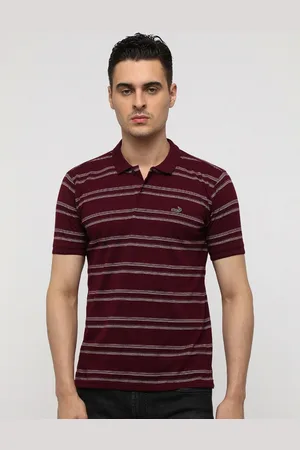 Crocodile Men Striped Polo Collar Cotton Slim Fit T-Shirt