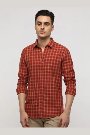 Crocodile Men India Slim Spread Collar Tartan Checked Cotton Casual Shirt