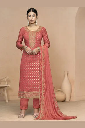 MANVAA Ethnic Motifs Embroidered Zari Unstitched Dress Material