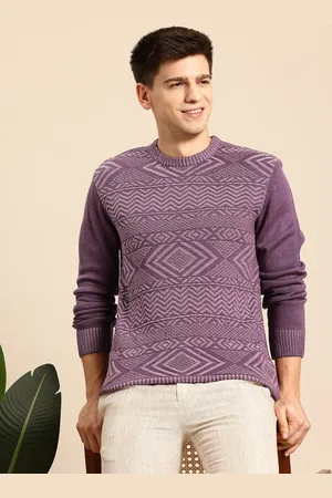 Mast & Harbour Men Self Design Acrylic Pullover