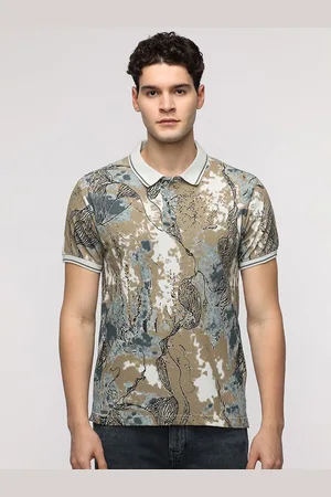 Crocodile Men Abstract Printed Polo Collar Pure Cotton Slim Fit T-Shirt