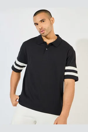 Styli Men Oversized Heavy Jersey Polo with Panel Stripes