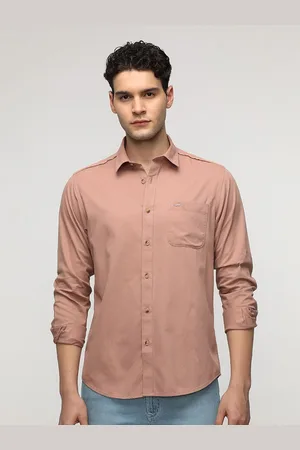 Crocodile Men Comfort Spread Collar Textured Cotton Casual Shirt