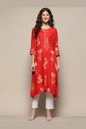 Biba Floral Printed Regular Straight Kurta