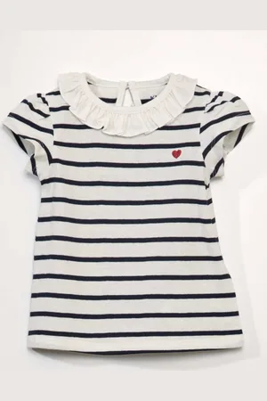KIABI Girls Striped Pure Cotton T-shirt
