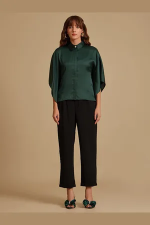 Kazo Women Standard Spread Collar Solid Formal Shirt