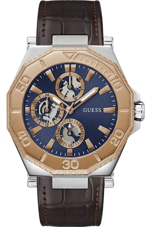Guess Men Leather Straps Analogue Multi Function Watch GW0704G2