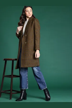 DressBerry Checked Double-Breasted Longline Overcoat