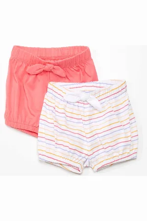 KIABI Girls Striped Printed Pure Cotton Shorts