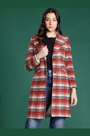 DressBerry Checked Single-Breasted Longline Overcoat