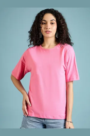 DressBerry Women Solid Round Neck Cotton Oversized T-Shirt