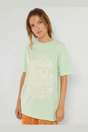 KIABI Women Graphic Printed Pure Cotton Boxy T-shirt