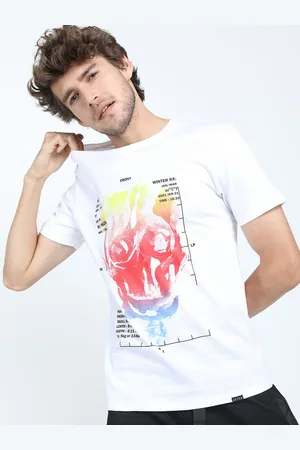 Ketch Men White Printed Slim Fit Cotton T-shirt