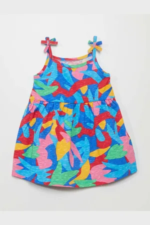 KIABI Print Shoulder Girls Abstract Strap Fit & Flare Dress