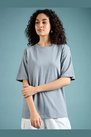DressBerry Women Solid Round Neck Cotton Oversized T-Shirt