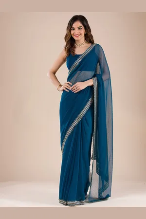 Koskii Embellished Beads and Stones Pure Chiffon Saree