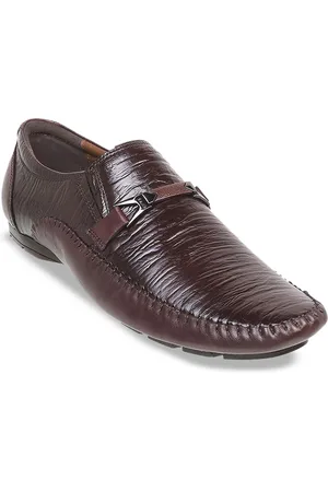All Things Mochi Men Textured Leather Formal Slip-On Shoes