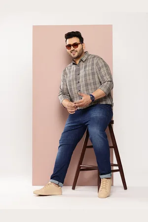 Sztori Men Plus Size Classic Checked Pure Cotton Casual Shirt