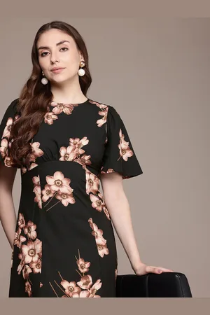 French Connection Floral Printed Flared Sleeve A-Line Maxi Dress
