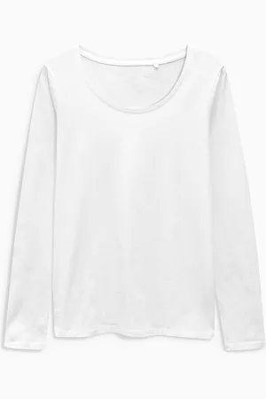 Next Women White Solid Slim Fit Round Neck T-shirt