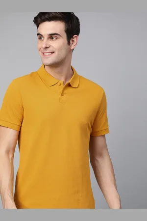 Mast & Harbour Men Mustard Yellow Solid Polo Collar T-shirt