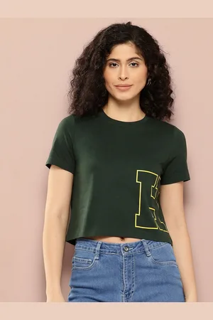 HARVARD Women Brand Logo Printed Pure Cotton Crop T-shirt