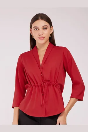 FableStreet Women Solid V-Neck Top