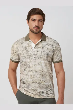 Mufti Men Abstract Printed Polo Collar Cotton Slim Fit T-shirt