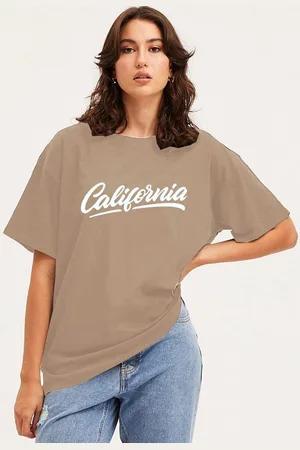clafoutis Women Typography Printed Round Neck Cotton Relaxed Fit T-shirt