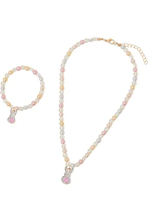 Accessorize Girls London Bunny Stone Studded & Beaded Jewellery Set