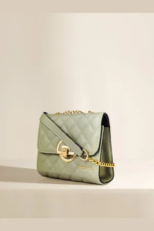 Fastrack Women Solid Quilted Sling Bag with Semi Metal Chain Strap and Golden Push Lock