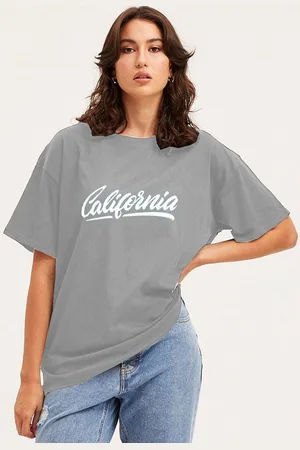 clafoutis Women Typography Printed Round Neck Cotton Relaxed Fit T-shirt