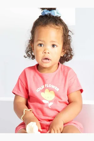 KIABI Girls Typography Printed Pure Cotton T-shirt