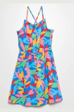 KIABI Girls Shoulder Strap Fit & Flare Abstract Dress