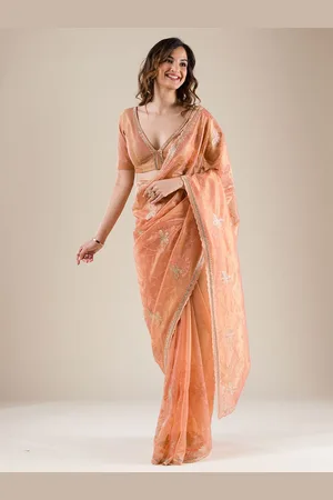 Koskii Ethnic Motif Embellished Tissue Saree