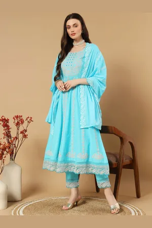 IkDaiya Women Ethnic Motifs Embroidered Regular Pure Cotton Kurta with Trousers & Dupatta