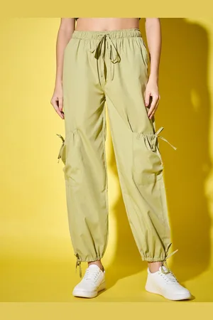 BuyNewTrend Women Relaxed Straight Fit High-Rise Parachute Trousers