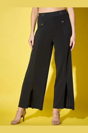 BuyNewTrend Women Relaxed Straight Fit High-Rise Trousers