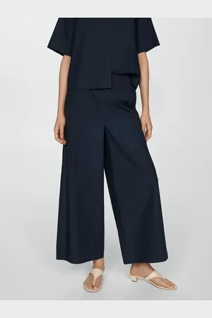 MANGO Women Flared Pure Cotton Trousers