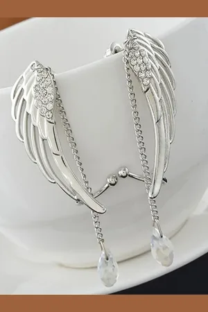 FIMBUL Silver Plated Crystals Drop Earrings